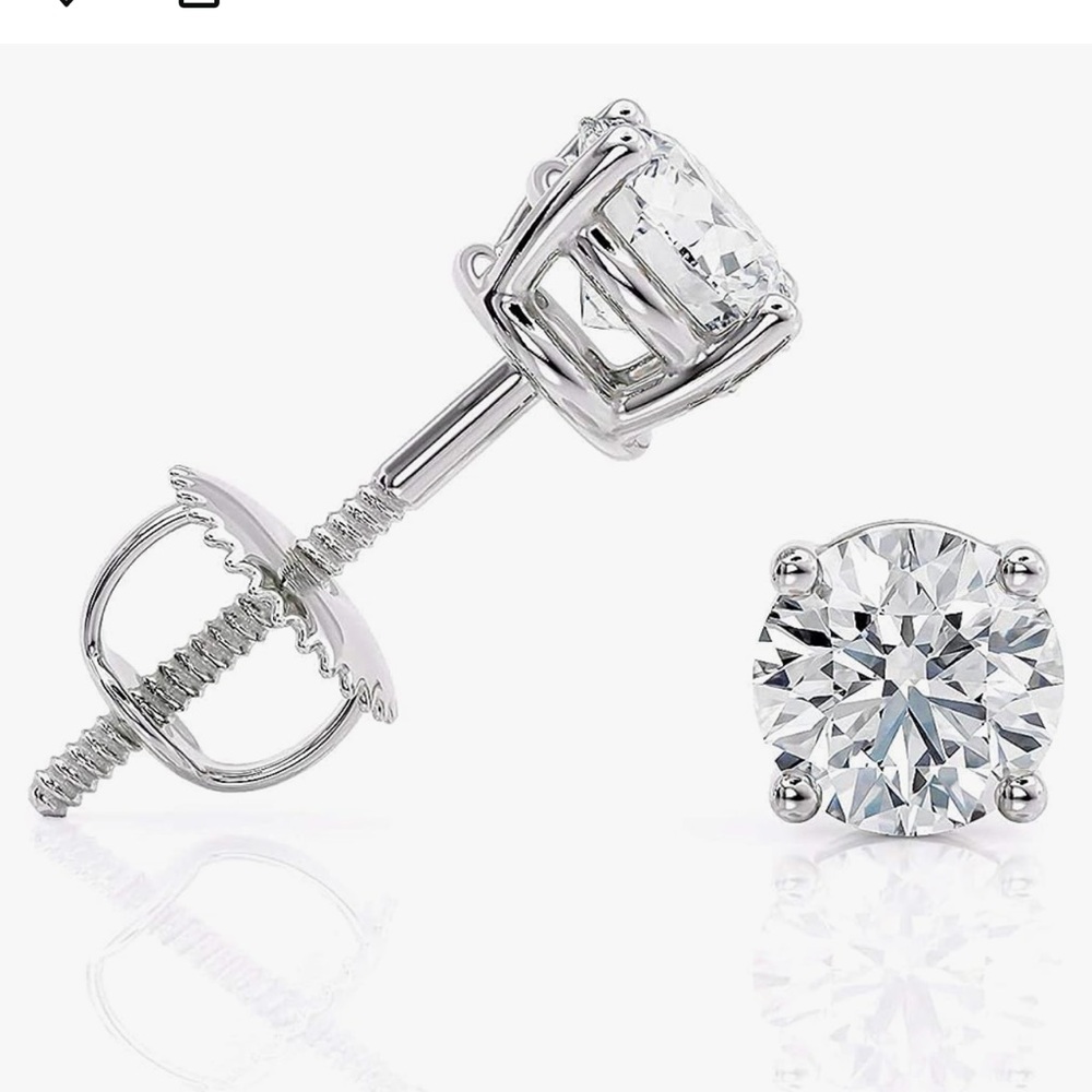 2.0 Carat D-E Color Lab Grown Diamond Stud Earrings in 14k White Gold